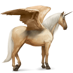 okřídlený jezdecký jednorožec palomino