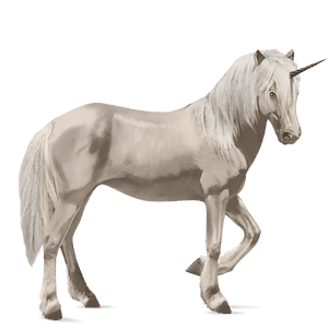 jezdecký jednorožec cremello